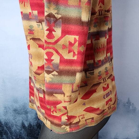 Vintage Chaps Denim Lace Up Western / Aztec Print 3/4 Top | Women's 1X - Picture 7 of 12